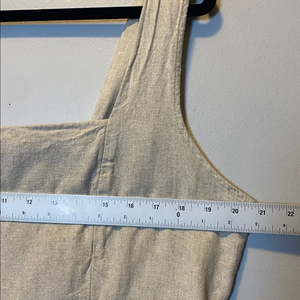 Old Navy Sleeveless Linen Blend Mini Dress Women’s XL Neutral Tan Square Neck - Picture 12 of 13